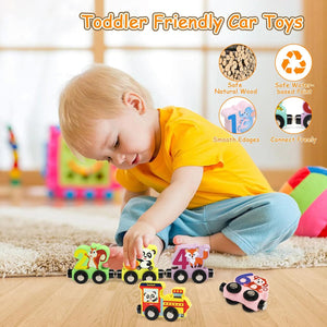 Wooden Magnetic Vehicle Number Train