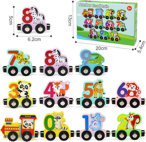 Wooden Magnetic Vehicle Number Train