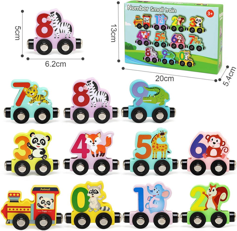Wooden Magnetic Vehicle Number Train