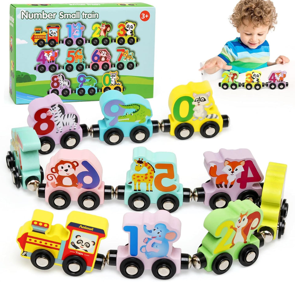 Wooden Magnetic Vehicle Number Train
