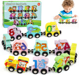 Wooden Magnetic Vehicle Number Train