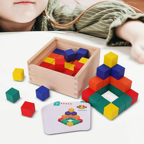 2 to 4 Years In stock Wooden Logic Thinking Pattern Matching Blocks (50 Pieces)